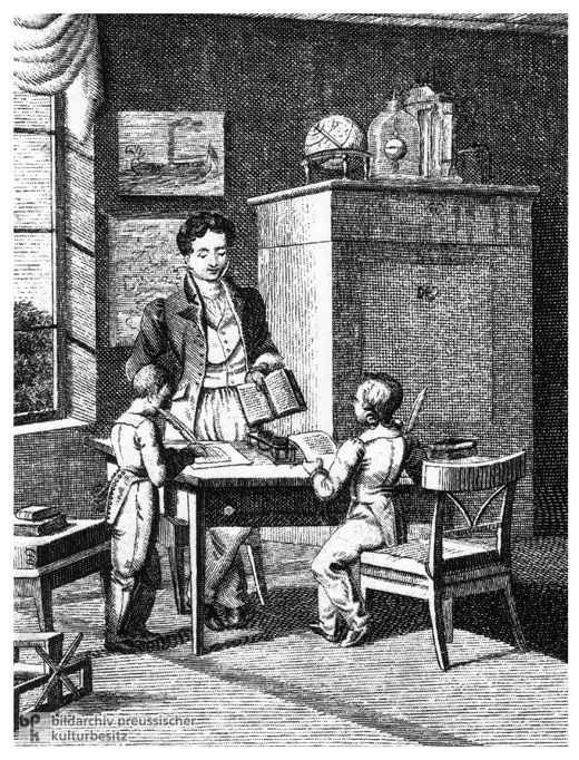 Hausunterricht für Bürgerkinder zur Biedermeierzeit (um 1820)